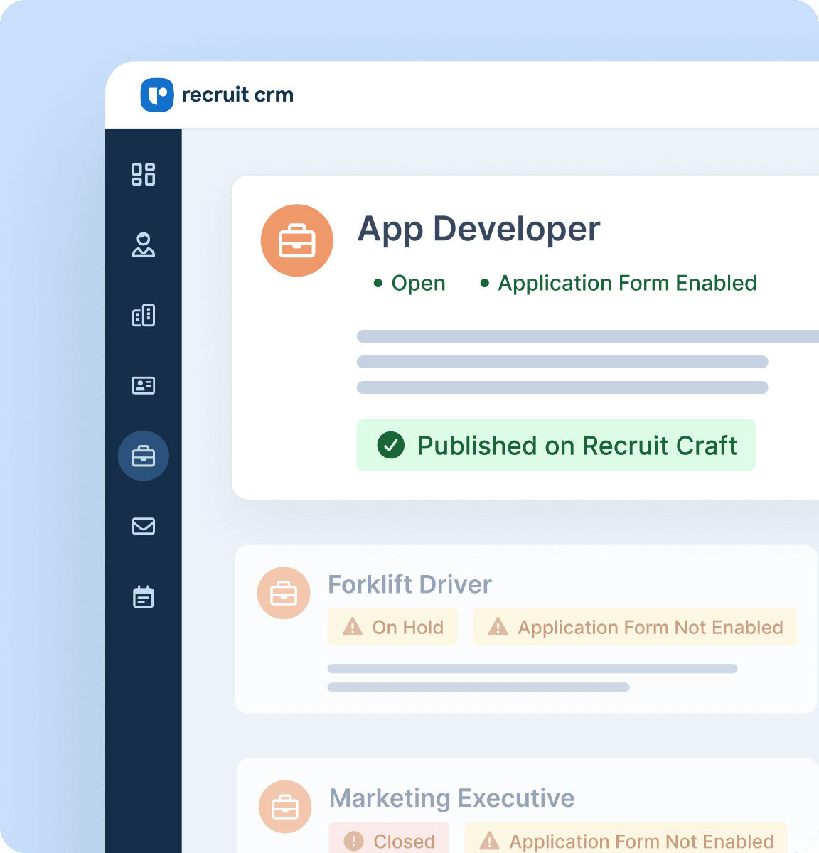 Eligible jobs in Recruit CRM appear on website instantly
